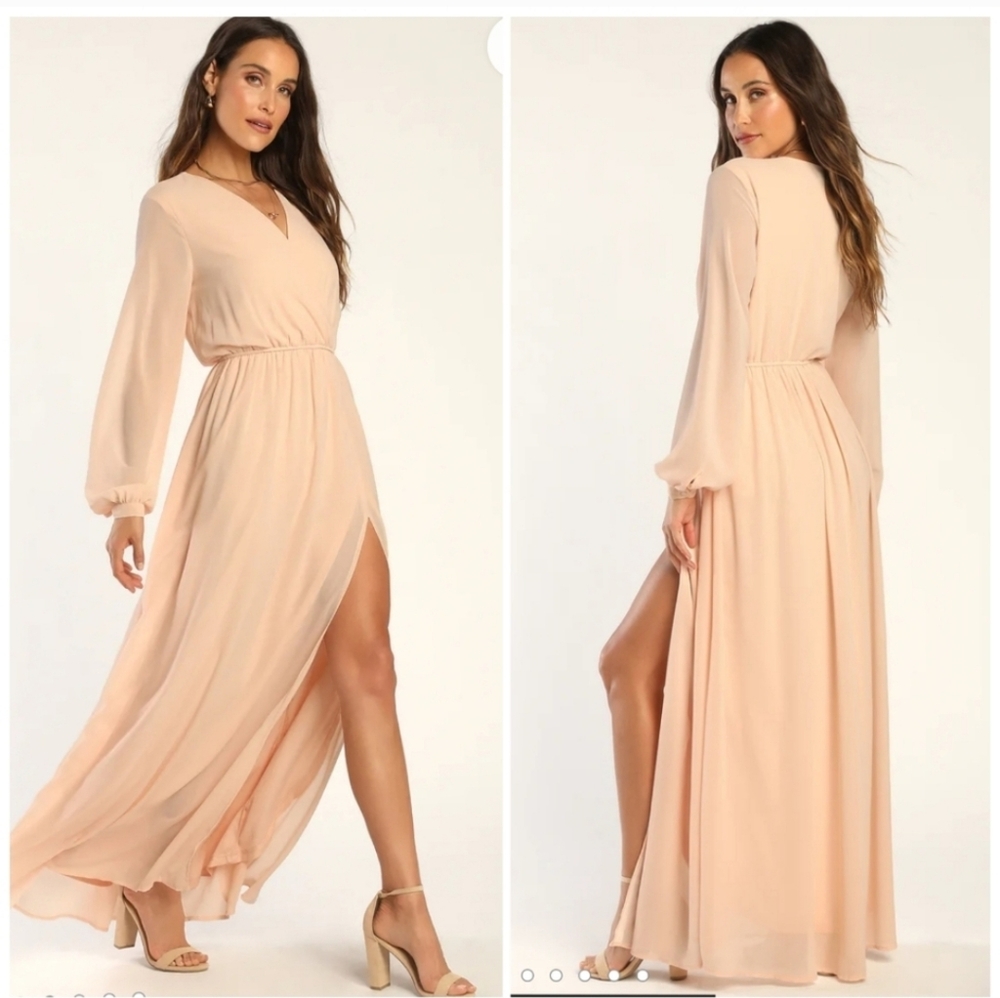 Lulu's Wondrous Water Lilies Blush Maxi Dress